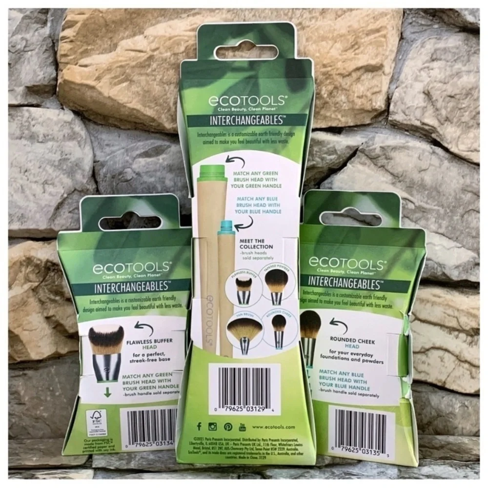 Ecotools Interchangeables Makeup Brush Handles Green Blue Set Bundle NIP Lot New